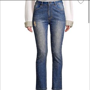 Alice + Olivia High-Rise Crystal Embellished Jeans